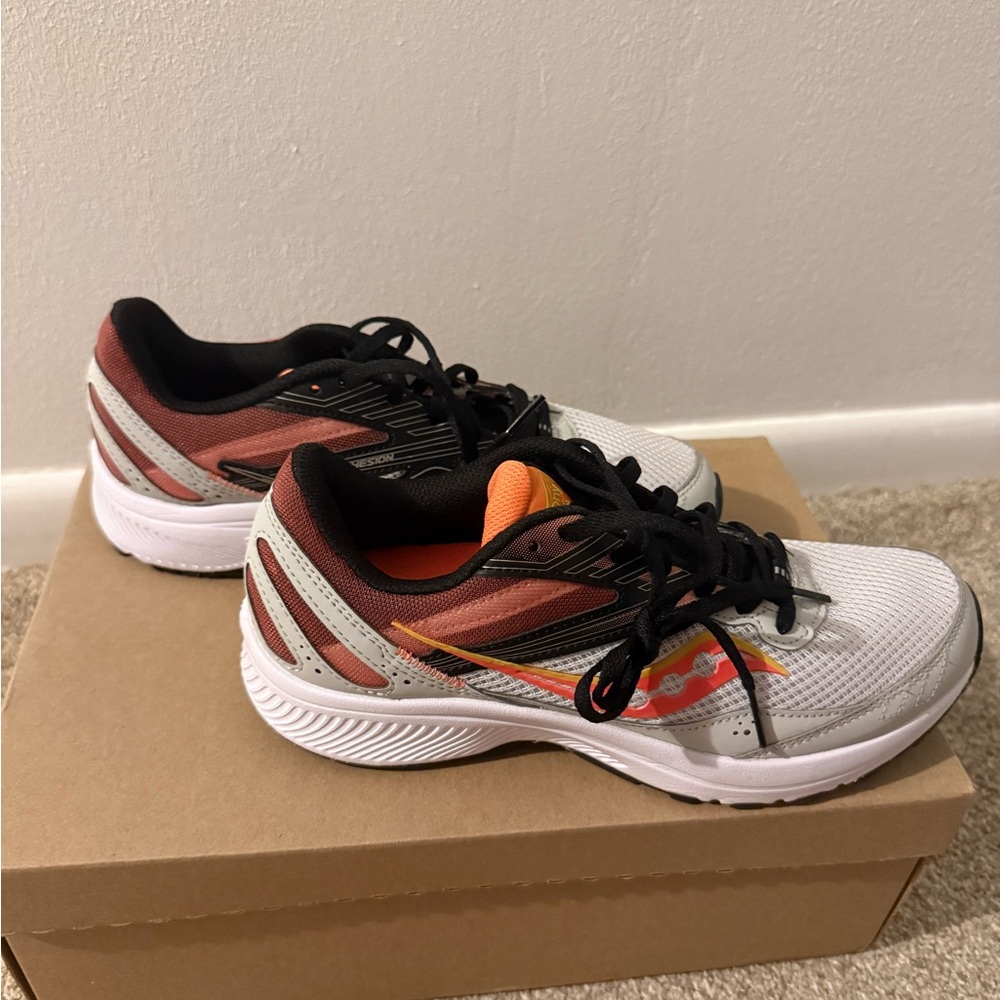 Saucony White and Red Athletic Sneakers